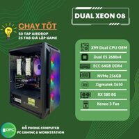 Bộ PC Workstation Dual Xeon E5 2680v4| X99 OEM| 64G Ram| RX 580 8G (Chạy 50 tab Airdrop  và 25 tab giả lập Game)