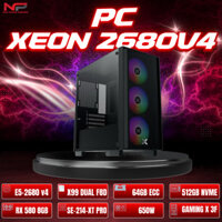 Bộ PC WORKSTATION DUAL XEON E5 2680v4 / 64GB /Rx580 8GB - Chuyên Giả Lập - Treo Game
