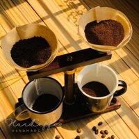 Bộ pha cafe gỗ V60, 2 phễu, TWIN FO