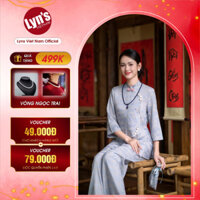Bộ pháp phục lụa LPPL25002GR Vân Tịnh Pháp đi chùa cao cấp thiết kế dài tay, set đồ lam trang nhã thanh lịch
