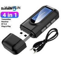 Bộ phát thu không dây YUNAUN, Bộ chuyển đổi Bluetooth 5.0 màn hình LCD rảnh tay, Loa ô tô 4 trong 1 PC TV Bộ phát âm thanh