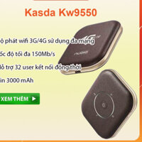 Bộ Phát Wifi 4G LTE Kasda Kw9550 , Dung Lượng Pin Khủng 3000Mah - Chính Hãng Bảo Hành 1 Năm