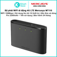 Bộ phát WIFI di động 4G LTE Mercusys MT110 | Chia sẻ internet lên tới 10 thiết bị | Sim cắm và chạy | Bảo hành 2 năm