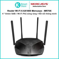 Bộ phát WiFi Mercusys MR70X | Router Wi-Fi 6 AX1800 | 4 * Anten ,Vùng phủ sóng rộng - Bảo hành 24 tháng