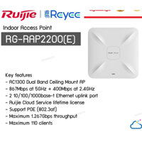 Bộ phát Wifi ốp trần hoặc gắn tường RUIJIE REYEE RG-RAP2200(E)
