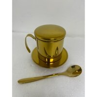 Bộ Phin cafe vàng titan inox 304 cao cấp sáng bóng 6.5cm, sang trọng vệ sinh
