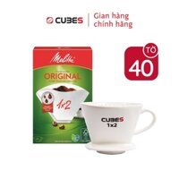 Bộ phin lọc sứ trắng Cubes 1x2 + 01 hộp giấy lọc Melitta 1x2