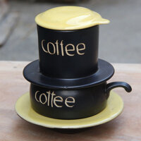 Bộ phin pha cafe màu vàng cao cấp gốm sứ Bát Tràng phin pha cà phê, phin café, phin cà phê gốm  - Vàng