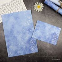 Bộ phong bì giấy A4 màu xanh đậm, thư cảm ơn, văn học lãng mạn, giấy in sự kiện công ty đơn giản và thẩm mỹ cao