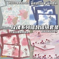 Bộ phong bì hoa hồng viết tay mới, giấy thư vintage, phong bì sáng tạo, thiệp chúc mừng, quà tặng lãng mạn, giấy viết tay