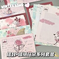 Bộ phong bì hoa hồng viết tay mới, giấy thư vintage, phong bì sáng tạo, thiệp chúc mừng, quà tặng lãng mạn, giấy viết tay