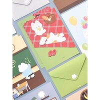 Bộ phong bì thư hoạt hình phong cách Instagram mèo dễ thương monolike Hàn Quốc bức thư tình cao cấp viết tay
