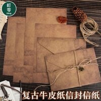 Bộ phong bì và thư giấy kraft vintage, cảm giác nghệ thuật cao cấp, giấy viết thư tay cho cặp đôi với phong bì, thư tình cho bạn trai hoặc bạn gái, túi phong bì tinh tế cho ngày lễ tình nhân, thư đơn giản dày bán buôn