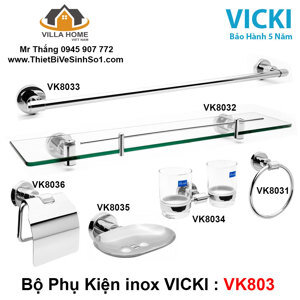 Bộ phụ kiện 6 món inox 304 Vicki VK803