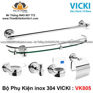 Bộ phụ kiện 6 món inox 304 Vicki VK805