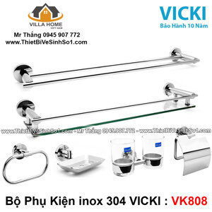 Bộ phụ kiện 6 món inox 304 Vicki VK808