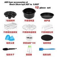 Bộ phụ kiện Air Fryer 8inch 8inch bộ 12 món giỏ nướng chảo pizza giá đỡ bằng thép không gỉ