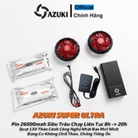 Bộ Phụ Kiện Áo Điều Hòa AZUKI Chính Hãng. Pin Cực Mạnh 26.000Mah Chạy 8-20 tiếng…Quạt 13V Không Chổi Than.