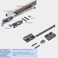 [Bộ Phụ Kiện Cửa Lùa Giảm Chấn Hai Chiều] - Ray Treo + Bánh Xe Cao Cấp Cho Cửa Gỗ/Kính