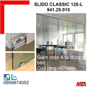 Bộ Phụ kiện cửa trượt 120L  Giảm chấn và tự đóng một bên Hafele 941.25.015