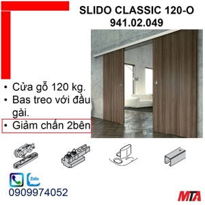 Bộ Phụ kiện cửa trượt 120O Giảm chấn và tự đóng hai bên Hafele 941.02.049