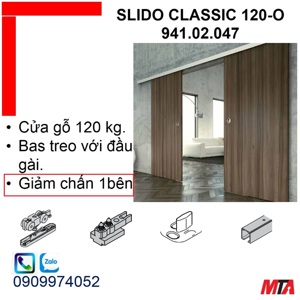 Bộ Phụ kiện cửa trượt 120O Giảm chấn và tự đóng một bên Hafele 941.02.047
