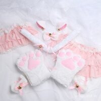 Bộ phụ kiện găng tay cho mèo, băng đô, kẹp tóc, vòng tay, vòng cổ nơ, chuông, tai mèo