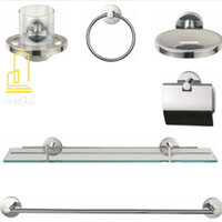 Bộ phụ kiện nhà tắm 6 món Asia chất liệu 100% Inox kệ kính dày 10ly