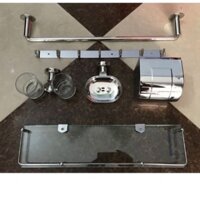 Bộ phụ kiện nhà tăms inox Tera 6 món dày đẹp (kệ kính, vắt khăn, lô giấy vệ sinh, giá để cốc, khay xà phòng, mắc áo)