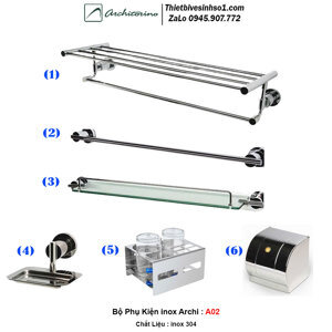 Bộ phụ kiện phòng tắm inox Archi A02