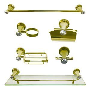 Bộ phụ kiện phòng tắm Mạ Vàng đính đá Teady PKG- 9600-1