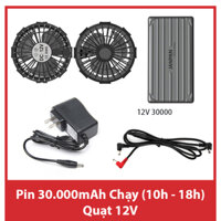Bộ Phụ Kiện Pin Quạt Sạc Dây nối của áo điều hòa DAIZO 30.000mAh Chạy 10h - 17h, Quạt 12V, BH 1 Năm