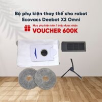 Bộ phụ kiện thay thế cho robot Ecovacs Deebot X2 Omni _ Bao gồm chổi cạnh, khăn lau, bộ lọc, túi rác