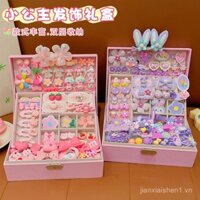 Bộ phụ kiện tóc trẻ em cao cấp, hộp quà tặng sinh nhật cho bé gái, kẹp tóc cho bé gái, hộp trang sức công chúa cho bé