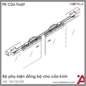 Bộ phụ kiện trượt đồng bộ cửa kính Hafele 941.02.005