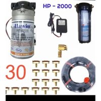 Bộ phun sương làm mát 30 đầu béc phun - Bơm Hawin HP 2000 cốc lọc rác và 50M dây