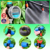Bộ phun sương tưới cây hẹn giờ tự động dùng pin Thái Lan Malee FS-05 (Ống chính 12ly dẻo mềm thái lan lớn giúp đầu nguồn cuối nguồn đủ nước tưới)(Khóa siết chống bung, chống sì nước)