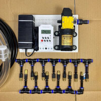 bộ phun sương tưới tan bơm đơn sinleader kèm nguồn,20mét dây,béc nhựa đồng 1 mét dây hút 12li kèm lọc rác đầu chuyển