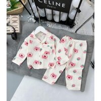 Bộ pijama cho bé gái tay dài chất vải xốp cao cấp, đồ ngủ cho bé gái từ 9-16Kg