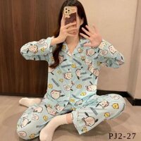 BỘ PIJAMA DÀI TAY COTTON THUN HỌA TIẾT XINH XẮN HÀNG QUẢNG CHÂU CÓ SẴN