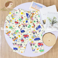 Bộ pijama dài tay thô lụa cotton cho bé trai cute, năng động