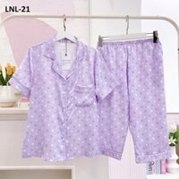 Bộ pijama lụa Latin cao cấp, mềm mại Satino Tay ngắn quần lửng - Lux Lilac (LNL-21)