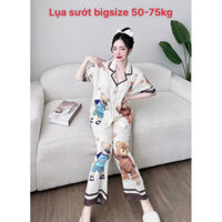 Bộ pijama lụa xước tay ngắn quần dài big size