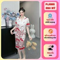Bộ pijama lửng nữ mặc nhà áo tay ngắn quần lửng bigsize in họa tiết chất lụa xước cao cấp SP0312