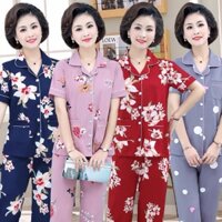 Bộ Pijama mặc nhà cho mẹ - Đồ bộ trung niên sang trọng chất liệu cotton
