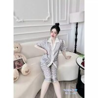 Bộ pijama mặc nhà tay ngắn quần lửng lụa latin