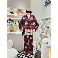 BỘ PIJAMA MONYBEAR MÈO THẦN TÀI HOẠ TIẾT ĐỎ ( kèm BỊT MẮT )