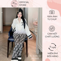 Bộ pijama nữ tay dài xước 5D bigsize