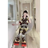 Bộ pijama nữ tay ngắn lụa xước ánh kim , hàng thiết kế
