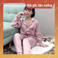 Bộ Pijama quần dài áo dài vải phi bóng cực đẹp